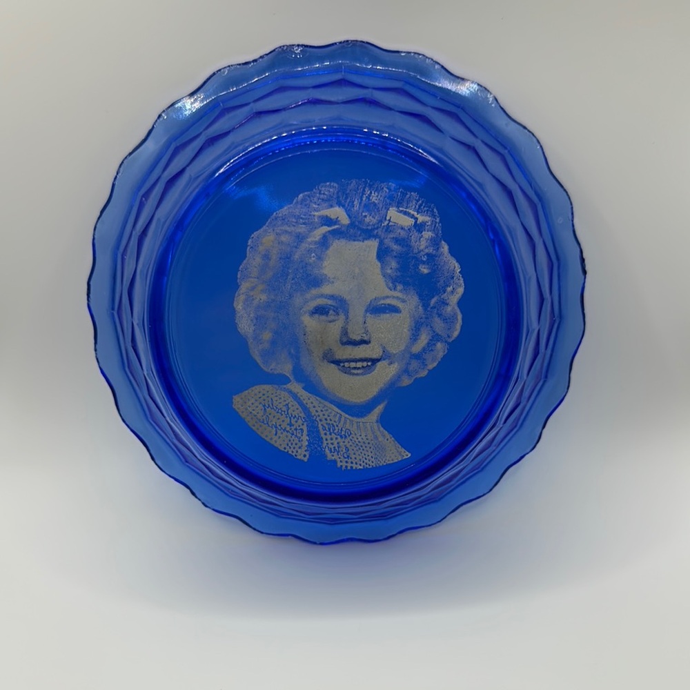 1930’s Shirley Temple Cereal Breakfast Bowl: Cobalt Depression Glass